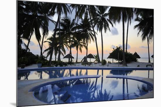 Reflection of Palm Trees in Swimming Pool at Sunrise-Peter Richardson-Mounted Photographic Print