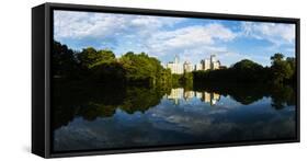 Reflection of skyscrapers a in lake seen from Piedmont Park, Midtown Atlanta, Georgia, USA-Panoramic Images-Framed Stretched Canvas