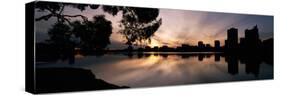 Reflection of Skyscrapers in a Lake, Lake Merritt, Oakland, California, USA-null-Stretched Canvas