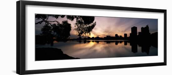 Reflection of Skyscrapers in a Lake, Lake Merritt, Oakland, California, USA-null-Framed Photographic Print