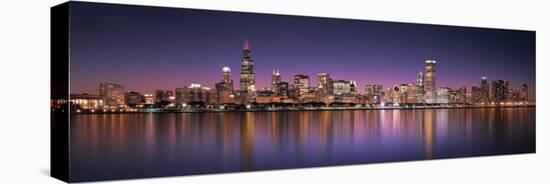 Reflection of Skyscrapers in a Lake, Lake Michigan, Digital Composite, Chicago, Illinois, USA-null-Stretched Canvas