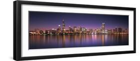 Reflection of Skyscrapers in a Lake, Lake Michigan, Digital Composite, Chicago, Illinois, USA-null-Framed Photographic Print