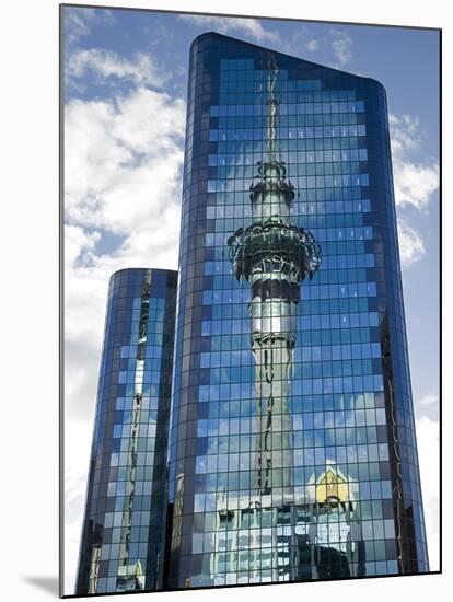 Reflection of Skytower in Office Building, Auckland, North Island, New Zealand-David Wall-Mounted Photographic Print