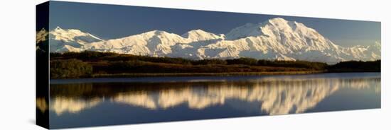 Reflection of Snow Covered Mountains on Water, Mt Mckinley, Denali National Park, Alaska, USA-null-Stretched Canvas