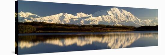 Reflection of Snow Covered Mountains on Water, Mt Mckinley, Denali National Park, Alaska, USA-null-Stretched Canvas