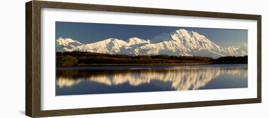Reflection of Snow Covered Mountains on Water, Mt Mckinley, Denali National Park, Alaska, USA-null-Framed Photographic Print