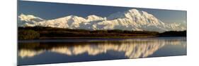 Reflection of Snow Covered Mountains on Water, Mt Mckinley, Denali National Park, Alaska, USA-null-Mounted Photographic Print