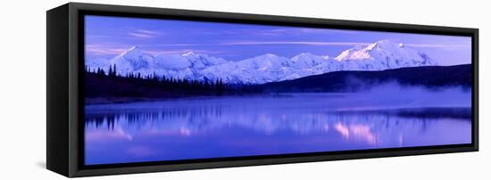 Reflection of Snow Covered Mountains on Water, Mt Mckinley, Wonder Lake, Denali National Park-null-Framed Stretched Canvas