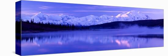 Reflection of Snow Covered Mountains on Water, Mt Mckinley, Wonder Lake, Denali National Park-null-Stretched Canvas