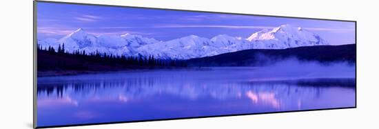 Reflection of Snow Covered Mountains on Water, Mt Mckinley, Wonder Lake, Denali National Park-null-Mounted Photographic Print