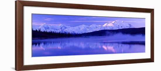 Reflection of Snow Covered Mountains on Water, Mt Mckinley, Wonder Lake, Denali National Park-null-Framed Photographic Print