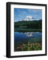 Reflection of Snowcovered Mount Rainier on Reflection Lake-James Randklev-Framed Photographic Print