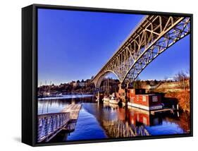 Reflection of the Aurora Bridge in Lake Union on a Cold Clear Seattle Morning, Washington, Usa-Richard Duval-Framed Stretched Canvas