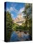 Reflection of the Cathedral in the Moat, The Bishop's Palace, Wells, Somerset, England-Jean Brooks-Stretched Canvas