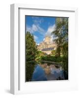 Reflection of the Cathedral in the Moat, The Bishop's Palace, Wells, Somerset, England-Jean Brooks-Framed Photographic Print