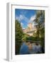 Reflection of the Cathedral in the Moat, The Bishop's Palace, Wells, Somerset, England-Jean Brooks-Framed Photographic Print