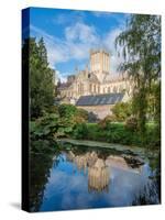 Reflection of the Cathedral in the Moat, The Bishop's Palace, Wells, Somerset, England-Jean Brooks-Stretched Canvas