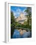 Reflection of the Cathedral in the Moat, The Bishop's Palace, Wells, Somerset, England-Jean Brooks-Framed Photographic Print