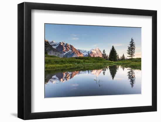 Reflection of the Eiger (In 3970 M) in Mountain Lake at Sunset-P. Kaczynski-Framed Photographic Print