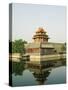 Reflection of the Palace Wall Tower in the Moat of the Forbidden City Palace Museum, Beijing, China-Kober Christian-Stretched Canvas