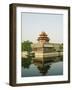 Reflection of the Palace Wall Tower in the Moat of the Forbidden City Palace Museum, Beijing, China-Kober Christian-Framed Photographic Print