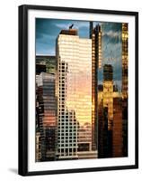 Reflection of the Sunset on the Windows of Buildings at Manhattan, Times Square, NYC, US, USA-Philippe Hugonnard-Framed Premium Photographic Print