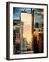 Reflection of the Sunset on the Windows of Buildings at Manhattan, Times Square, NYC, US, USA-Philippe Hugonnard-Framed Premium Photographic Print