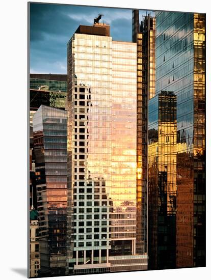 Reflection of the Sunset on the Windows of Buildings at Manhattan, Times Square, NYC, US, USA-Philippe Hugonnard-Mounted Premium Photographic Print