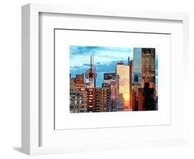 Reflection of the Sunset on the Windows of Buildings in Manhattan, Times Square, NYC, White Frame-Philippe Hugonnard-Framed Art Print