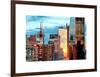 Reflection of the Sunset on the Windows of Buildings in Manhattan, Times Square, NYC, White Frame-Philippe Hugonnard-Framed Art Print