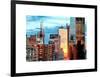 Reflection of the Sunset on the Windows of Buildings in Manhattan, Times Square, NYC, White Frame-Philippe Hugonnard-Framed Art Print