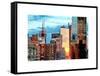 Reflection of the Sunset on the Windows of Buildings in Manhattan, Times Square, NYC, White Frame-Philippe Hugonnard-Framed Stretched Canvas