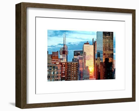 Reflection of the Sunset on the Windows of Buildings in Manhattan, Times Square, NYC, White Frame-Philippe Hugonnard-Framed Art Print