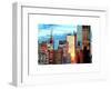 Reflection of the Sunset on the Windows of Buildings in Manhattan, Times Square, NYC, White Frame-Philippe Hugonnard-Framed Art Print