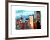 Reflection of the Sunset on the Windows of Buildings in Manhattan, Times Square, NYC, White Frame-Philippe Hugonnard-Framed Art Print