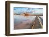 Reflection of the windmill in the salt flats at dawn, Saline Ettore e Infersa, Marsala-Paolo Graziosi-Framed Photographic Print