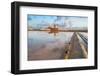 Reflection of the windmill in the salt flats at dawn, Saline Ettore e Infersa, Marsala-Paolo Graziosi-Framed Photographic Print