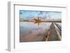 Reflection of the windmill in the salt flats at dawn, Saline Ettore e Infersa, Marsala-Paolo Graziosi-Framed Photographic Print