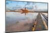 Reflection of the windmill in the salt flats at dawn, Saline Ettore e Infersa, Marsala-Paolo Graziosi-Mounted Photographic Print