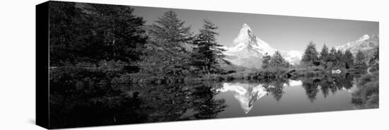 Reflection of Trees and Mountain in a Lake, Matterhorn, Switzerland-null-Stretched Canvas