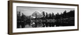Reflection of Trees and Mountains in a Lake, Mount Shuksan, North Cascades National Park-null-Framed Photographic Print