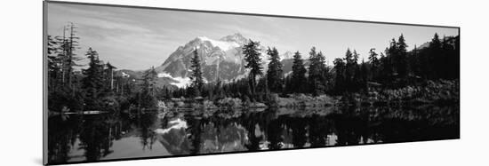 Reflection of Trees and Mountains in a Lake, Mount Shuksan, North Cascades National Park-null-Mounted Photographic Print