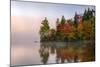 Reflection of trees on water, Seventh Lake, Adirondack Mountains State Park, New York State, USA-null-Mounted Photographic Print