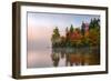 Reflection of trees on water, Seventh Lake, Adirondack Mountains State Park, New York State, USA-null-Framed Photographic Print