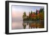 Reflection of trees on water, Seventh Lake, Adirondack Mountains State Park, New York State, USA-null-Framed Photographic Print