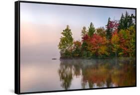 Reflection of trees on water, Seventh Lake, Adirondack Mountains State Park, New York State, USA-null-Framed Stretched Canvas