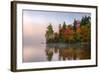 Reflection of trees on water, Seventh Lake, Adirondack Mountains State Park, New York State, USA-null-Framed Photographic Print