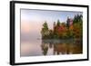 Reflection of trees on water, Seventh Lake, Adirondack Mountains State Park, New York State, USA-null-Framed Photographic Print