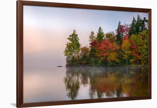 Reflection of trees on water, Seventh Lake, Adirondack Mountains State Park, New York State, USA-null-Framed Photographic Print