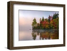 Reflection of trees on water, Seventh Lake, Adirondack Mountains State Park, New York State, USA-null-Framed Photographic Print